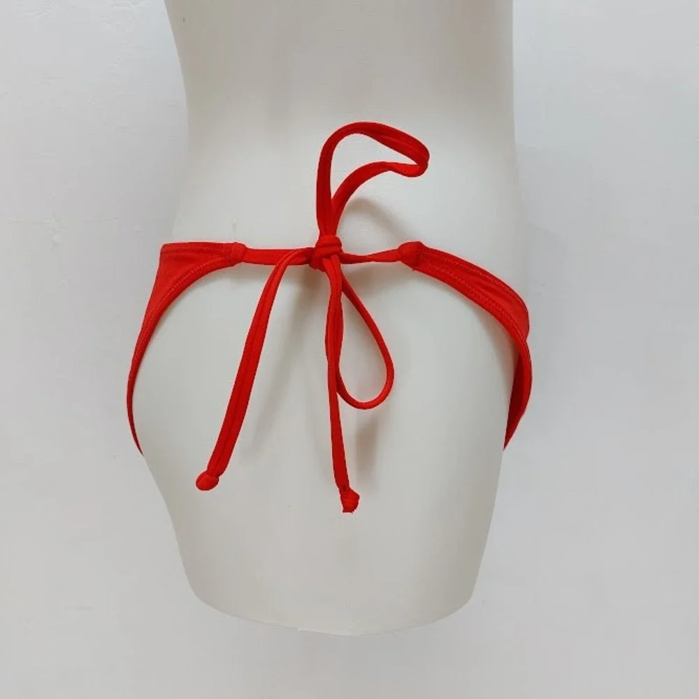 SKIMS Dippy Tie Bottom Women's Recycled Swim Medium Ruby Red Bikini Vacation